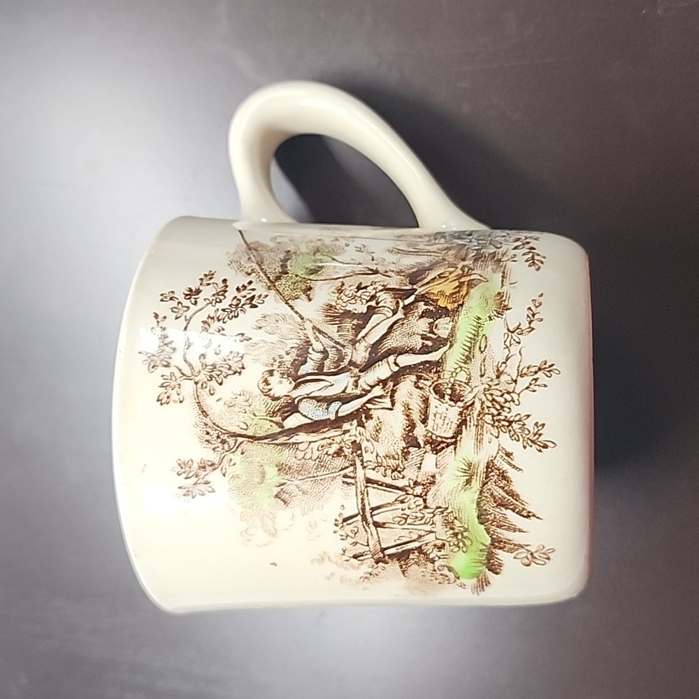 Johnson Bros Pastorale Toile de Jouy Mug, Brown multi colored, boy fishing